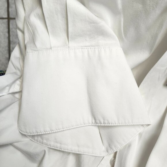 Marc Aurel Women's White Button-Up Bow Tie Shirt W/Bell Cuffs Size 40 - Picture 3 of 11